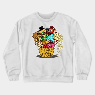 funny doodle monster junk food Crewneck Sweatshirt